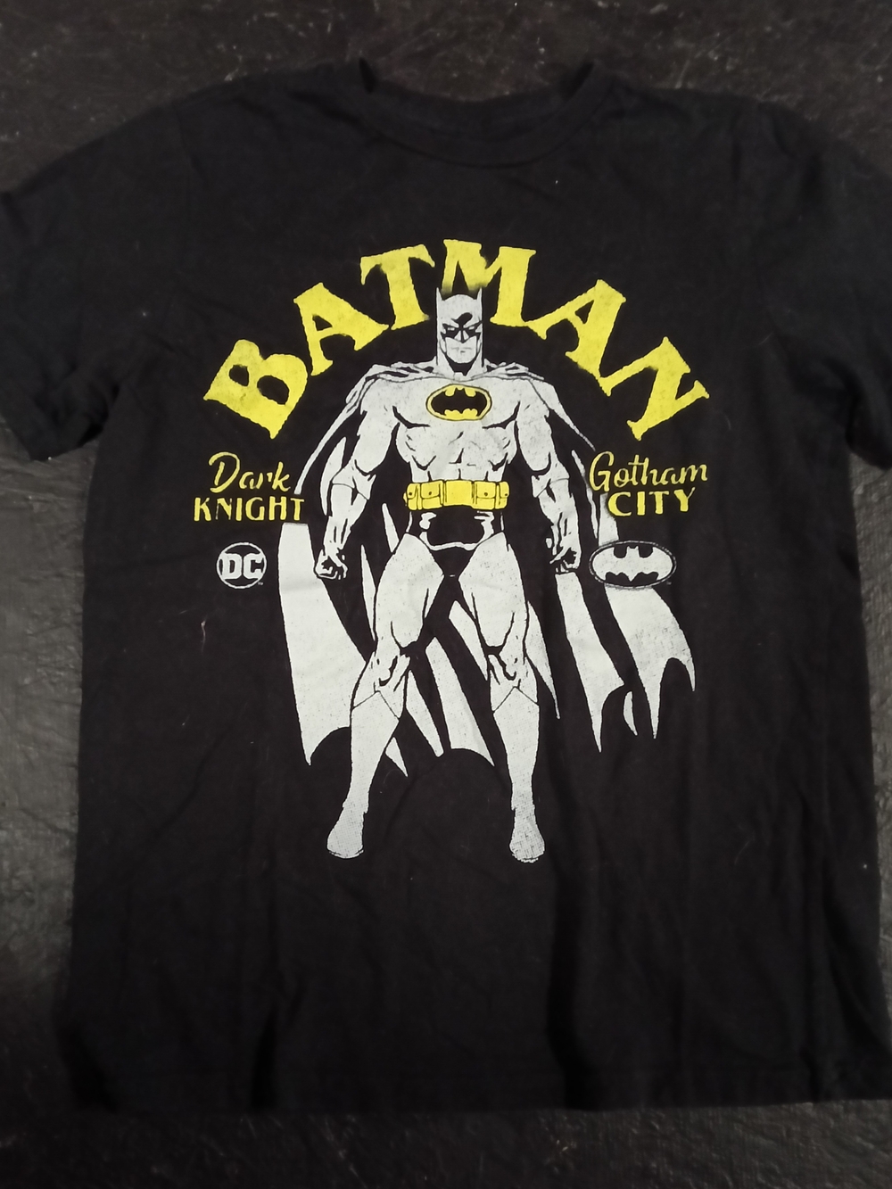 Batman Boys Black Tee with Yellow & White Graphic